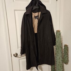 London Fog Men's Black Trench Coat with Hood